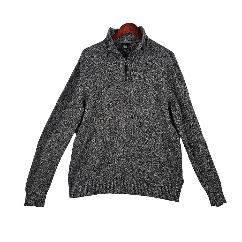 Calvin Klein Jeans Mens Sweater Long Sleeves Knitted 1/4 Zip Pullover Black L